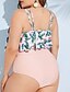 cheap Tankini-Women&#039;s Tankini Swimsuit Floral Print Halter Swimwear Bathing Suits White