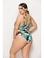 cheap Plus Size Swimwear-Women&#039;s One Piece Swimsuit Floral Tropical Green Swimwear Strap Bathing Suits