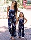 cheap New Arrivals-Mommy and Me Children&#039;s Day Overall &amp; Jumpsuit Floral Drawstring Navy Blue Sleeveless Maxi Vintage Matching Outfits / Sweet / Print