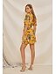 abordables Dresses-Mujer Vestido de verano Mini vestido corto Amarillo Manga Corta Floral Multi capa Verano Escote en Pico Elegante mumu 2021 S M L XL XXL