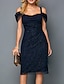 cheap Elegant Dresses-Women&#039;s Strap Dress Knee Length Dress Short Sleeve Solid Colored Sequins Spring &amp; Summer Elegant Sophisticated Cotton 2021 Blue S M L XL XXL 3XL 4XL