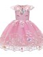 cheap Girls&#039; Dresses-Kids Little Girls&#039; Dress Unicorn Geometric Lace Bow Print Blushing Pink Light Blue Knee-length Sleeveless Active Cute Dresses Regular Fit