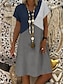 cheap Mini Dresses-Women&#039;s Shift Dress Short Mini Dress Wine Gray Khaki Short Sleeve Color Block Summer V Neck Hot Casual 2021 S M L XL XXL 3XL 4XL 5XL