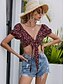 cheap Tops &amp; Blouses-Women&#039;s Blouse Shirt Floral Flower Lace up Off Shoulder Tops Sexy Basic Top Red