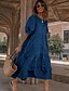 cheap Knee-Length Dresses-Women&#039;s A Line Dress Midi Dress White Black Navy Blue Light Blue Half Sleeve Polka Dot Summer Round Neck Work Cap Sleeve 2021 S M L XL XXL