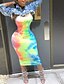 abordables Robes moulantes-Femme Robe à Bretelles Robe Midi - Sans Manches Bloc de Couleur Teinture par Nouage Eté Sexy Mince 2020 Arc-en-ciel S M L