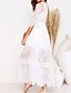 abordables Robe élégante-Robe longue maxi Femme Robe Fourreau Manches 3/4 Eté - chaud Elégant Couleur unie Col V 2022 Maille Blanche S M L XL