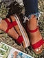 preiswerte Sandals-Damen Sandalen Sandalen mit Keilabsatz Täglich Flache Sandalen Sommer Keilabsatz Offene Spitze Wildleder Schnalle Schwarz Rot Khaki
