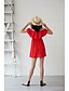 preiswerte Dresses-Damen Sommerkleid Minikleid Rote Kurzarm Volltonfarbe Gerüscht Sommer Schulterfrei Elegant Freizeit 2021 S M L XL XXL