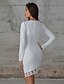 cheap Elegant Dresses-Women&#039;s Bodycon White Long Sleeve Print Zipper Fall Spring V Neck Vintage Mumu Puff Sleeve 2021 S M L
