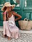 cheap Dresses-Women&#039;s Strap Dress Maxi long Dress Blushing Pink Sleeveless Print Summer V Neck Elegant 2021 S M L XL XXL