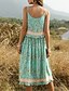 cheap Boho Dresses-Women&#039;s Swing Dress Knee Length Dress Green Beige Sleeveless Geometric Summer Strap Chic &amp; Modern 2021 S M L XL