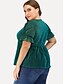 baratos Blusas Plus Size-Mulheres Blusa Sólido Tecido Tamanhos Grandes Frufru Manga Curta Diário Blusas Básico Verde