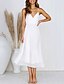 billige Elegant kjole-Dame Maxikjole Kjole med stropper Hvit Gul Ermeløs Helfarge Sommer Elegant 2022 S M L XL