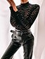 cheap Tops &amp; Blouses-Women&#039;s Bodysuit Long Sleeve Solid Colored Standing Collar Tops Regular Fit Black