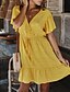 cheap Boho Dresses-Women&#039;s Sheath Dress Blue Black Wine Yellow Short Sleeve Solid Colored Spring &amp; Summer V Neck Elegant Slim 2021 S M L XL