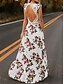 cheap Boho Dresses-Women&#039;s A Line Dress White Black Sleeveless Floral Summer V Neck Elegant Casual 2021 S M L XL