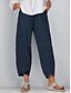abordables Pants-Femme Pantalon en lin Mélange de Coton Couleur Pleine Noir Bleu basique Taille médiale Casual du quotidien Eté Printemps &amp; Automne