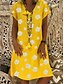 cheap Casual Dresses-Women&#039;s Knee Length Dress Shift Dress Green Black Yellow Khaki Daisy Short Sleeve Print Floral Round Neck Summer Hot Casual 2022 S M L XL XXL 3XL