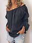cheap Tops &amp; Blouses-Women&#039;s Blouse Shirt Solid Colored Long Sleeve Off Shoulder Tops Cotton Basic Top White Black