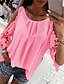 cheap Tops &amp; Blouses-Women&#039;s T shirt Tee Black White Pink Solid Colored 3/4 Length Sleeve Daily Round Neck Cotton Loose Fit