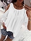 abordables Tops &amp; Blouses-Mujer Camiseta Negro Blanco Rosa Color sólido Manga 3/4 Diario Escote Redondo Algodón Holgado