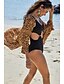 preiswerte Cover-Ups-Damen Bademode Tankini Zudecken Badeanzug Leopard Braun Badeanzüge
