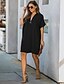 cheap Mini Dresses-Women&#039;s Shift Dress Knee Length Dress Wine Black Short Sleeve Solid Color Patchwork Fall Summer V Neck Hot Streetwear Oversized 2021 S M L XL XXL