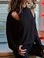 cheap Tops &amp; Blouses-Women&#039;s Shirt Blouse Black Solid Colored Cut Out Long Sleeve Going out Elegant Standing Collar Regular Loose Fit Spring Fall
