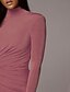 abordables Vestidos para Mujer-Mujer Vestido de Vaina Vestido largo maxi Rosa Caqui Negro Manga Larga Color sólido Frunce Otoño Escote Redondo Elegante Formal Fiesta 2021 S M L