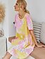 preiswerte Casual Kleider-Damen A Linie Kleid Minikleid Gelb Kurzarm Batik Sommer Rundhalsausschnitt Freizeit 2021 S M L XL