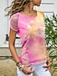 cheap T-Shirts-Women&#039;s Plus Size T shirt Tie Dye Round Neck Tops Blue Purple Blushing Pink