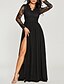 billige Elegant kjole-Dame Flapper-kjole Langermet Gatsby Ensfarget 1920s Svart S M L XL XXL