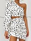 cheap Two Piece Sets-Women&#039;s Sophisticated Polka Dot Two Piece Set Blouse Skirt Ruffle Tops
