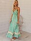 cheap Boho Dresses-Women&#039;s Strap Dress Maxi long Dress Green Orange Blue Beige Light Blue Sleeveless Geometric Slim S M L XL