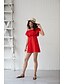 abordables Dresses-Mujer Vestido de verano Mini vestido corto Rojo Manga Corta Color sólido Frunce Verano Hombros Caídos Elegante Casual 2021 S M L XL XXL