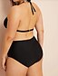 cheap Tankini-Women&#039;s Tankini Swimsuit Print Halter Swimwear Bathing Suits Black / Bikini