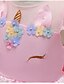 cheap Girls&#039; Dresses-Kids Little Girls&#039; Dress Unicorn Geometric Lace Bow Print Blushing Pink Light Blue Knee-length Sleeveless Active Cute Dresses Regular Fit