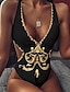 cheap One-Pieces-Women&#039;s One Piece Swimsuit Geometric Black Swimwear Bathing Suits