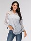 cheap Tops &amp; Blouses-Women&#039;s Blouse Solid Colored Geometry Lace Long Sleeve Causal Tops Gray