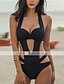 cheap One-Pieces-Women&#039;s One Piece Swimsuit Push Up Cut Out Black Swimwear Halter Bathing Suits / Padded Bras