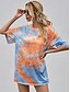 cheap 07/15/2020-Women&#039;s Tunic Tie Dye Short Sleeve Daily Tops Basic Orange