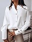 abordables Tops &amp; Blouses-Mujer Blusa Camisa Un Color Manga Larga Escote Redondo Tops Blanco Negro Rosa