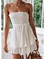 billige Afslappede kjoler-Dame Kappe Kjole Mini kjole Uden ærmer Helfarve Sommer Elegant 2021 Hvid Blå S M L XL