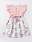 cheap New Arrivals-Mommy and Me Children&#039;s Day Dress Floral Color Block Drawstring Blushing Pink Sleeveless Above Knee Vintage Matching Outfits / Ruffle / Sweet / Print