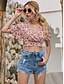 abordables Tops &amp; Blouses-Mujer Blusa Camisa Floral Flor Escote en Pico Tops Básico Estilo playero Top básico Rosa
