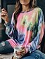 preiswerte T-shirts-Damen T-Shirt Geometrisch Batik Langarm Rundhalsausschnitt Oberteile Regenbogen