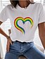 cheap T-Shirts-Women&#039;s T shirt Tee 100% Cotton Heart Rainbow Butterfly Casual Daily Butterfly Black White Print Short Sleeve Basic Round Neck Regular Fit Summer Spring