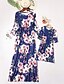 cheap New Arrivals-Mommy and Me Children&#039;s Day Dress Floral Print Blue Blushing Pink Green 3/4 Length Sleeve Maxi Sweet Matching Outfits / Boho