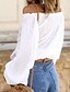 cheap Tops &amp; Blouses-Women&#039;s Blouse Shirt Solid Colored Long Sleeve Off Shoulder Tops Cotton Basic Top White Black